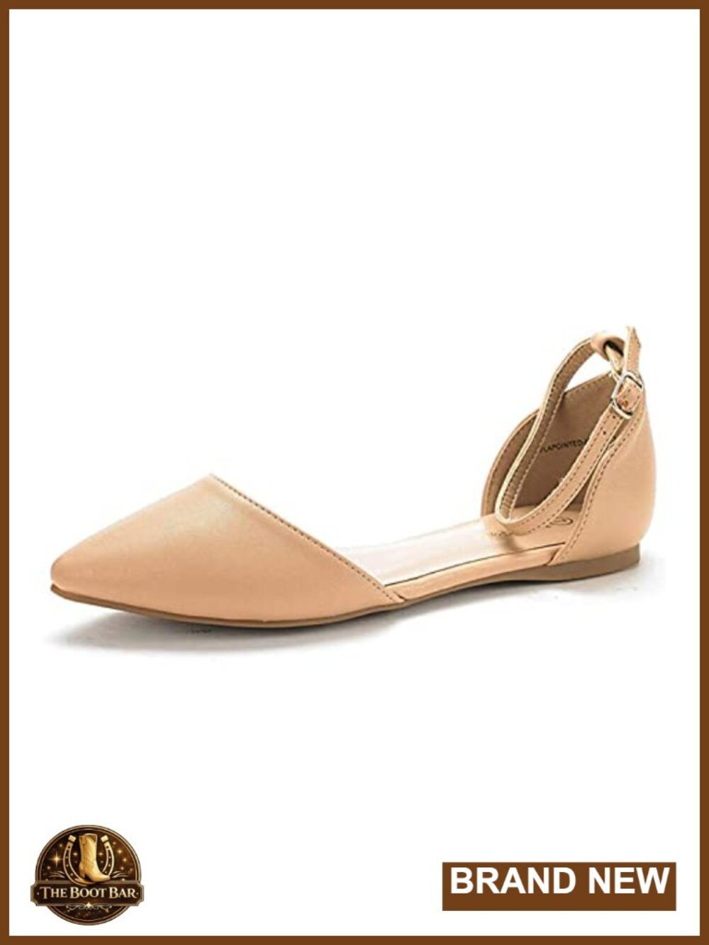 Women's D'Orsay Pointed Toe Flats with Ankle Strap, Slip-On Ballet Shoes